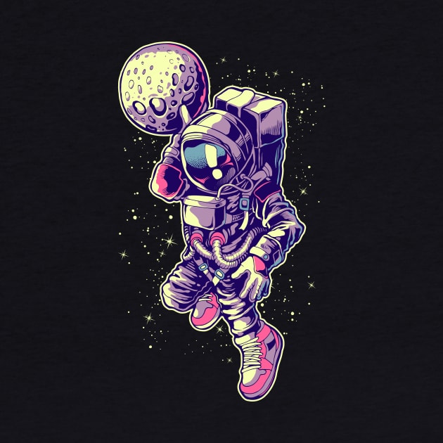 Basketball Astronaut Lay Up Planet Moon In Space Galaxy by anubis1986